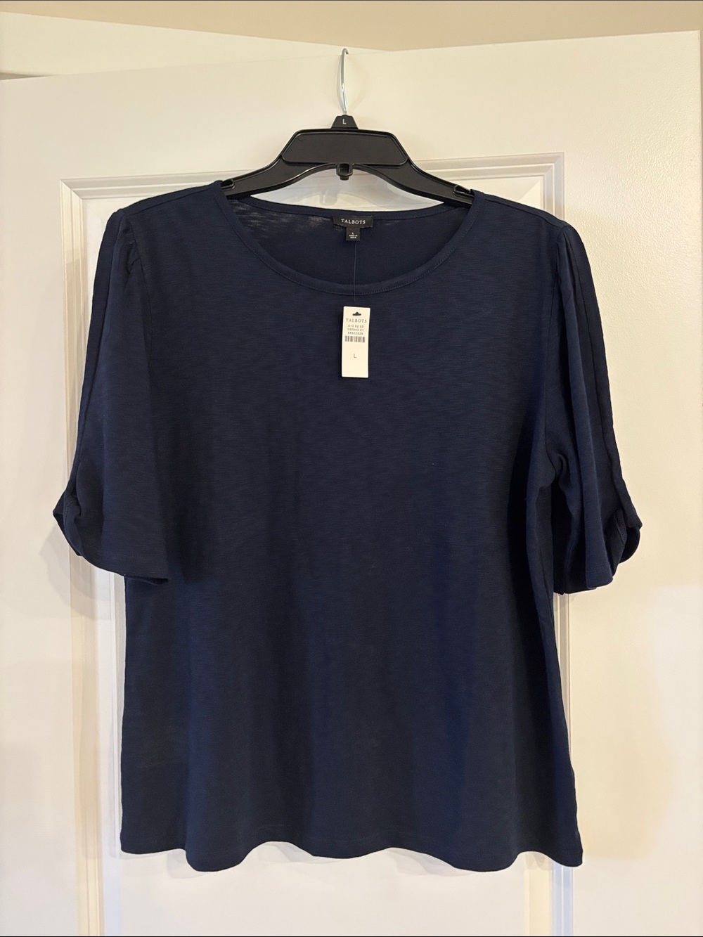 NWT Talbots Navy Elbow Sleeve Knit Top Size L